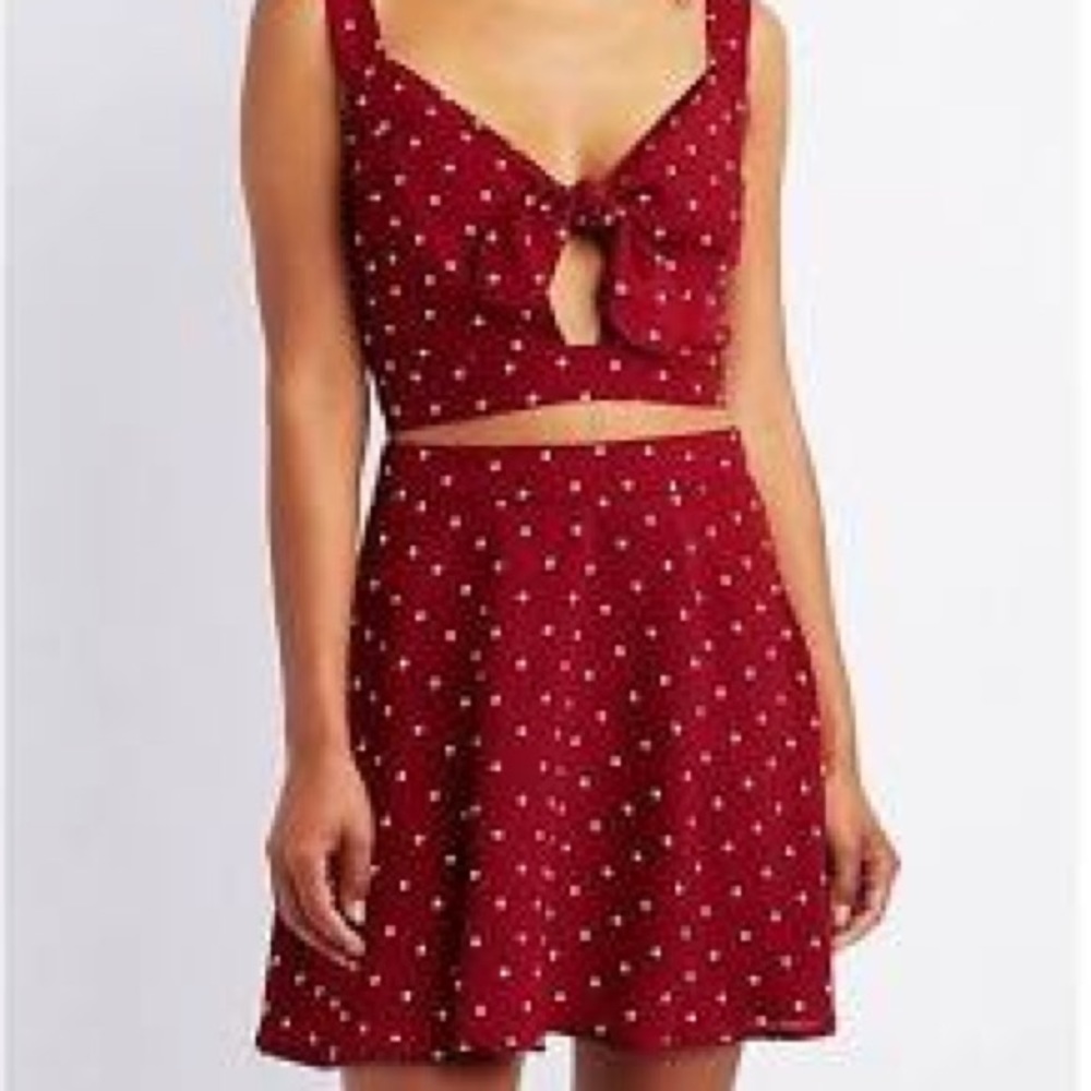 Charlotte Russe Polka Dot Crop Top and Skirt